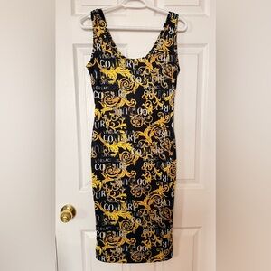 Versace Jean Couture Black and Gold Women's Dress